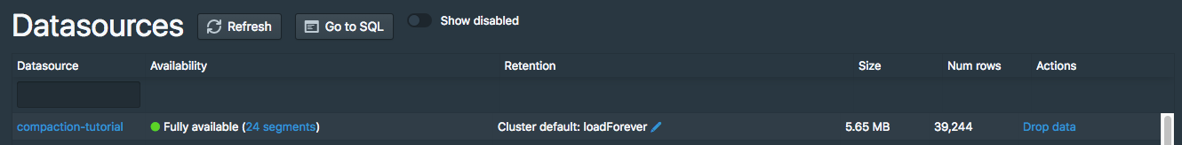 Compacted segments hourly granularity 1 Compacted segments hourly granularity 1