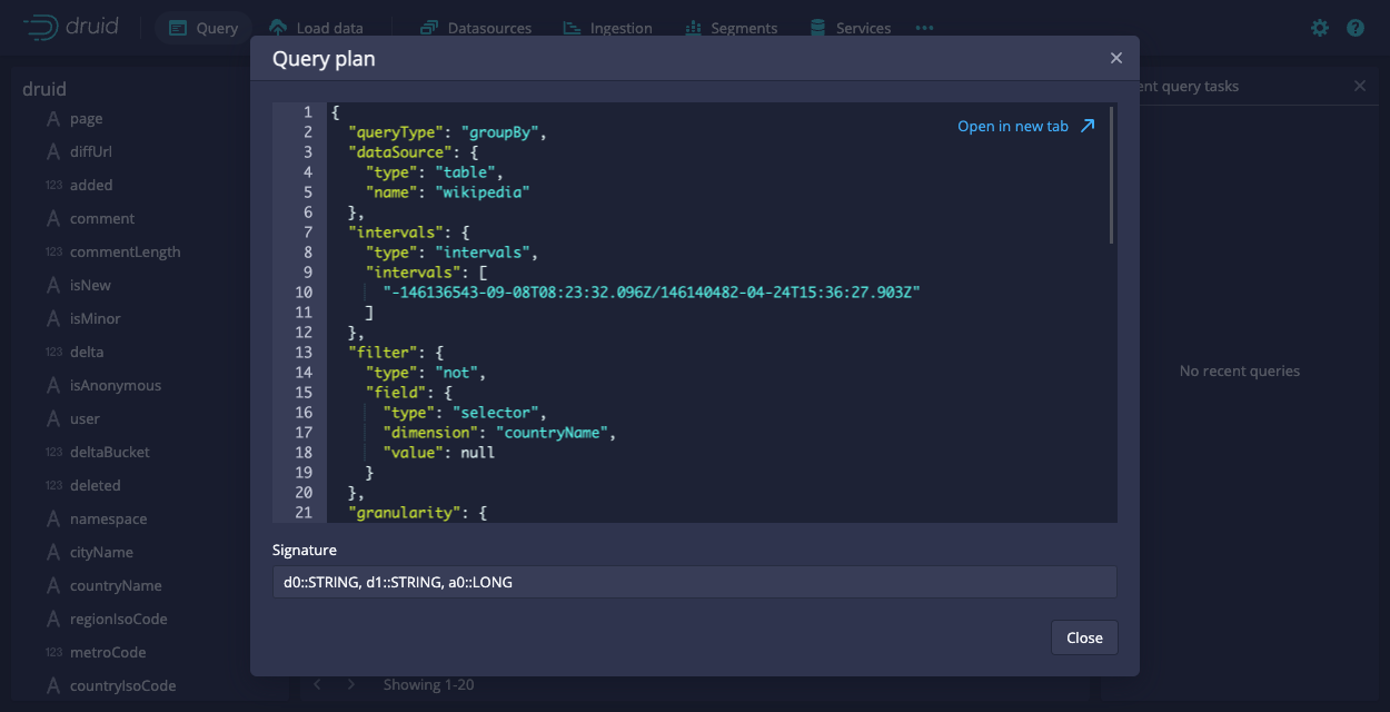 Explain query Explain query